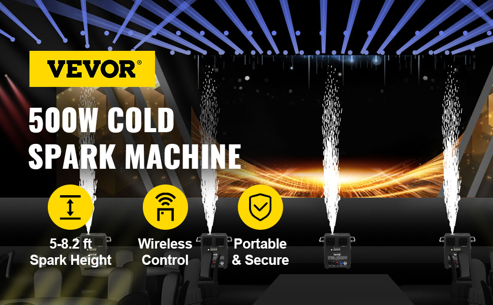 VEVOR Stage Equipment Special Effect Machine, 500W 4pcs Stage Effect Machine with Wireless Remote Control, Smart DMX Control Stage Equipment Showing Machine for Wedding, Musical Show