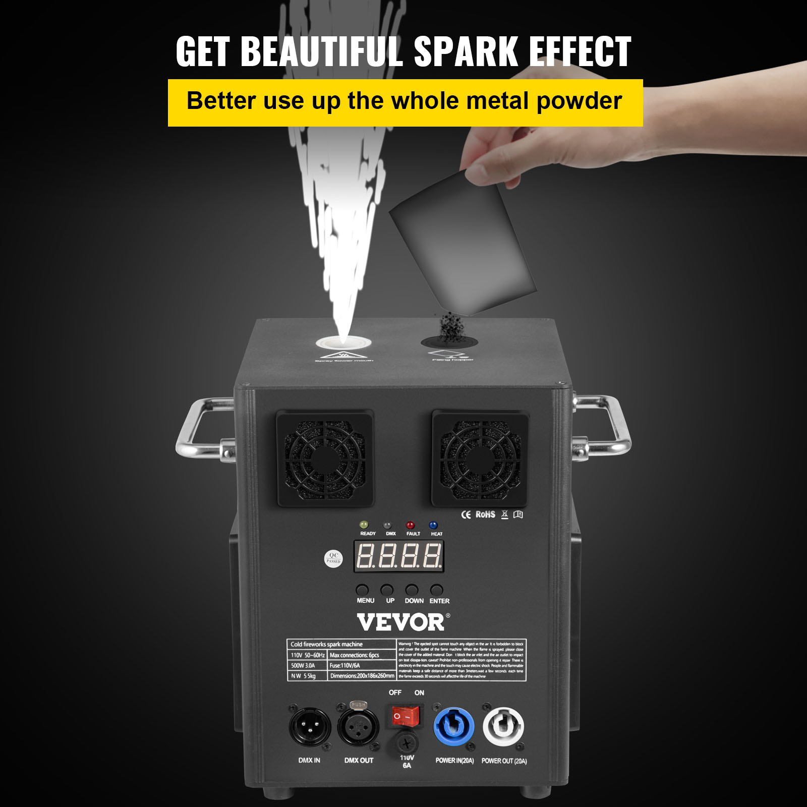 VEVOR Stage Equipment Special Effect Machine, 500W 4pcs Stage Effect Machine with Wireless Remote Control, Smart DMX Control Stage Equipment Showing Machine for Wedding, Musical Show