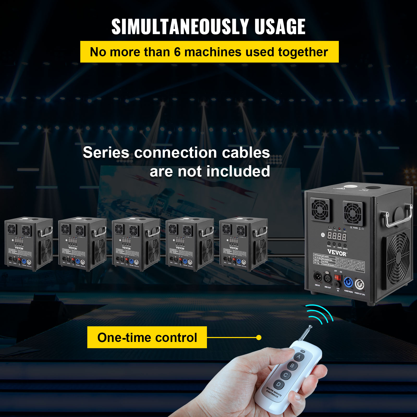 VEVOR Stage Equipment Special Effect Machine, 500W 4pcs Stage Effect Machine with Wireless Remote Control, Smart DMX Control Stage Equipment Showing Machine for Wedding, Musical Show