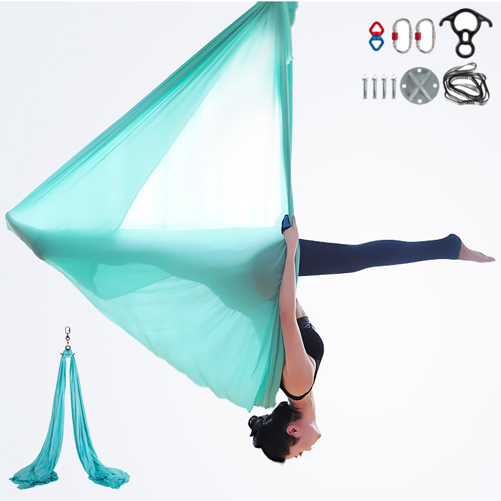 Aerial Silks Fabric Luft Yoga Seidenset Yoga Hängematte Lufttanz Schwarz 10x2.8M 