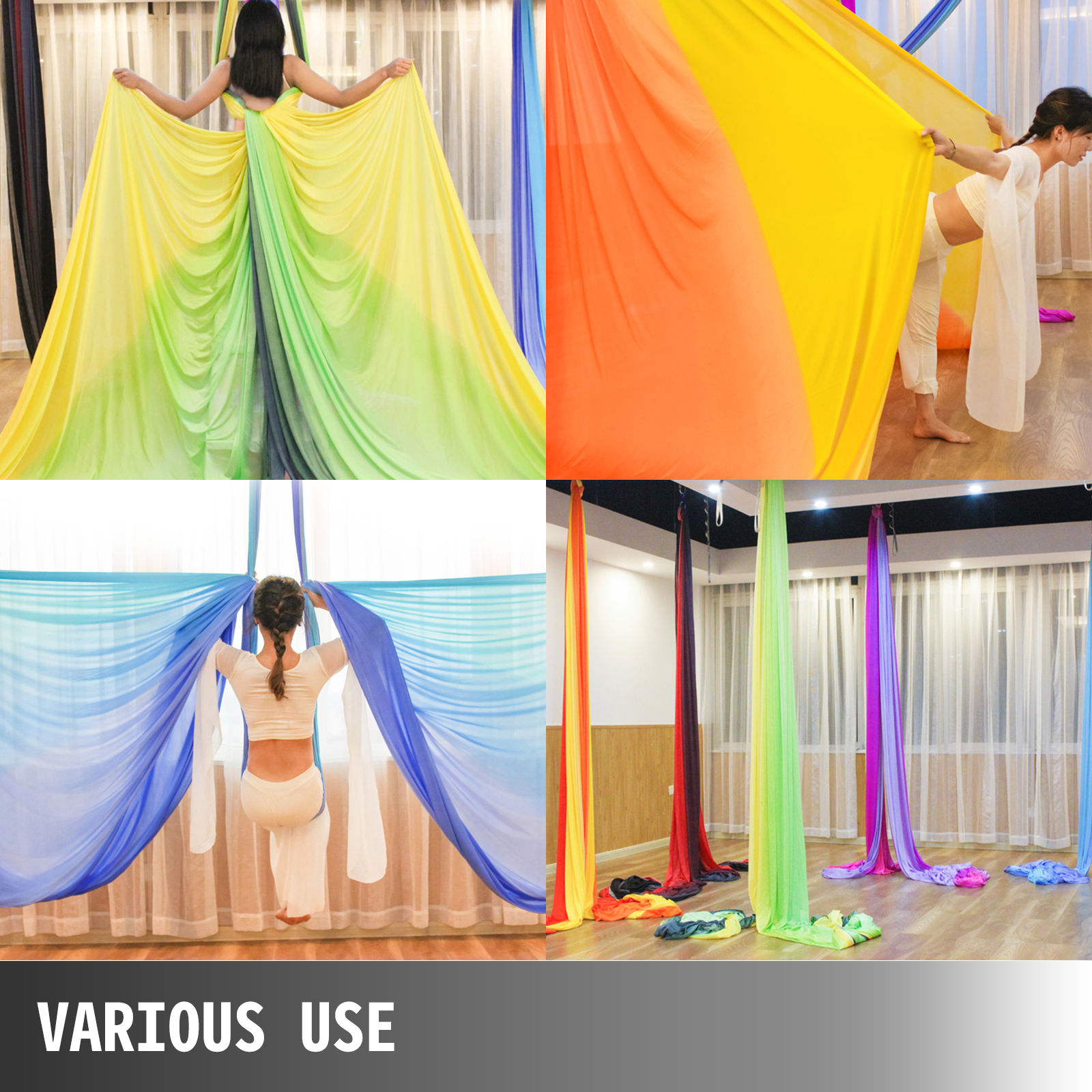 Aerial Yoga Hammock Kit -5.5 Yards Premium Aerial Silks Fabric with  Hardware, St