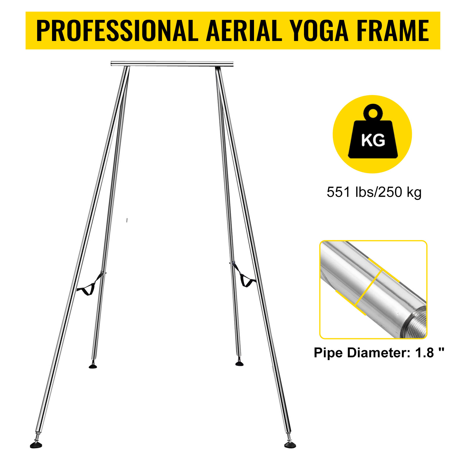 VEVOR VEVOR Aerial Yoga Frame, 2950 mm Height Yoga Swing Stand, Max 250 kg  Load Chrome-Plated Steel Pipe Inversion Yoga Swing Stand Yoga Rig Yoga Sling  Inversion Equipment for Indoor Outdoor Aerial