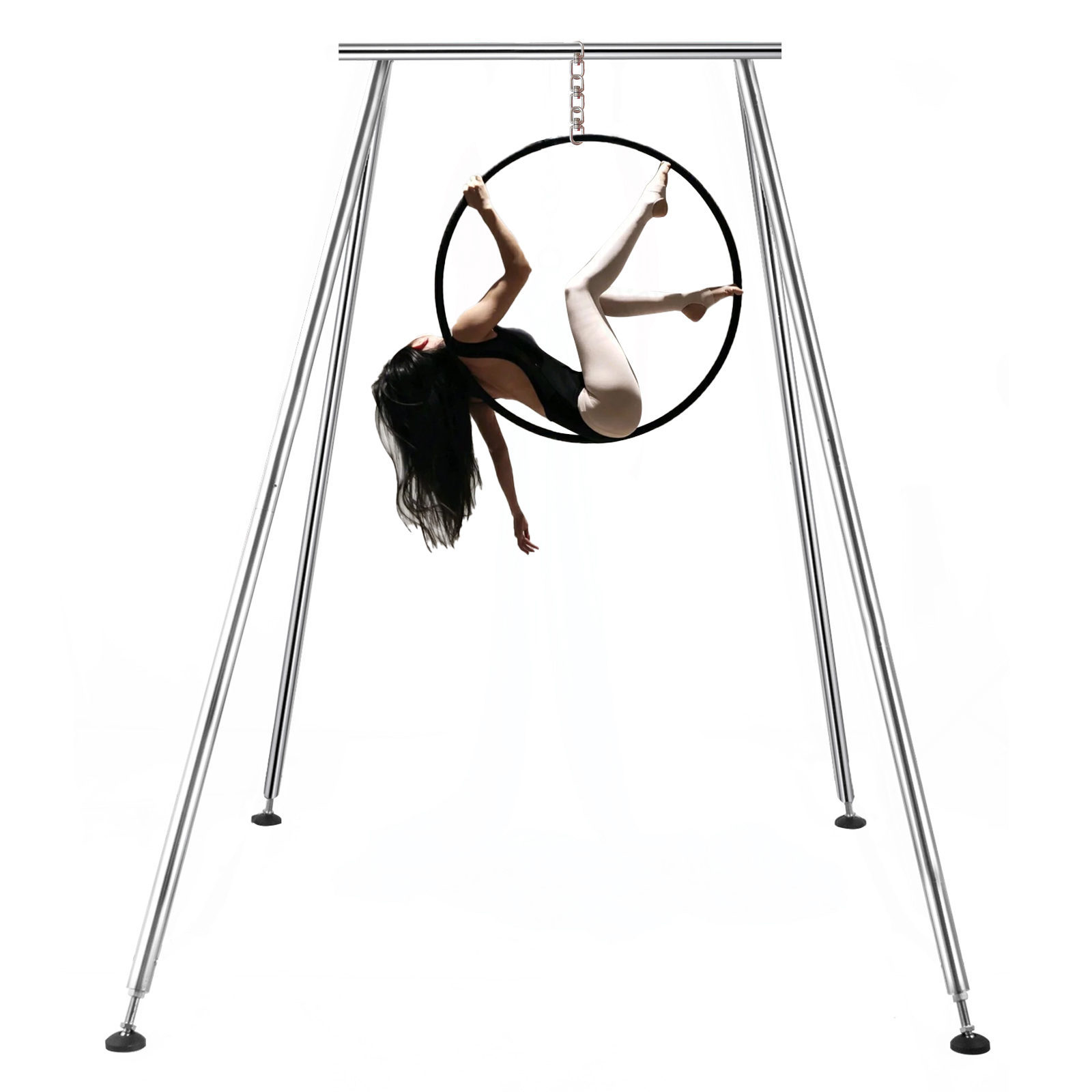 Aerial Stand Trapeze Frame Yoga Swing Bar Hammock Bracket w/Aerial Silk Fabric