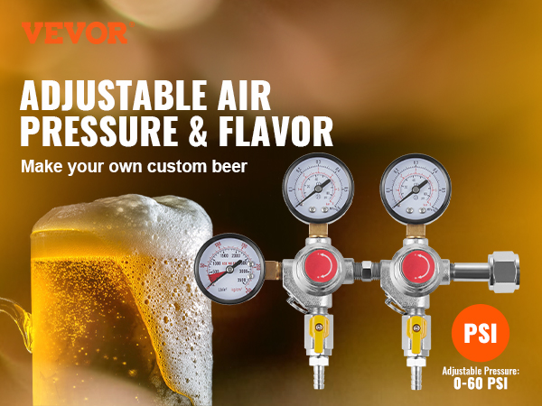 thumbnail image 2 of CO2 Regulator With Triple Gauges & 2 Shutoff Valves – Homebrew Beer Draft System (CGA320, 8mm Outlet) 2 of 6