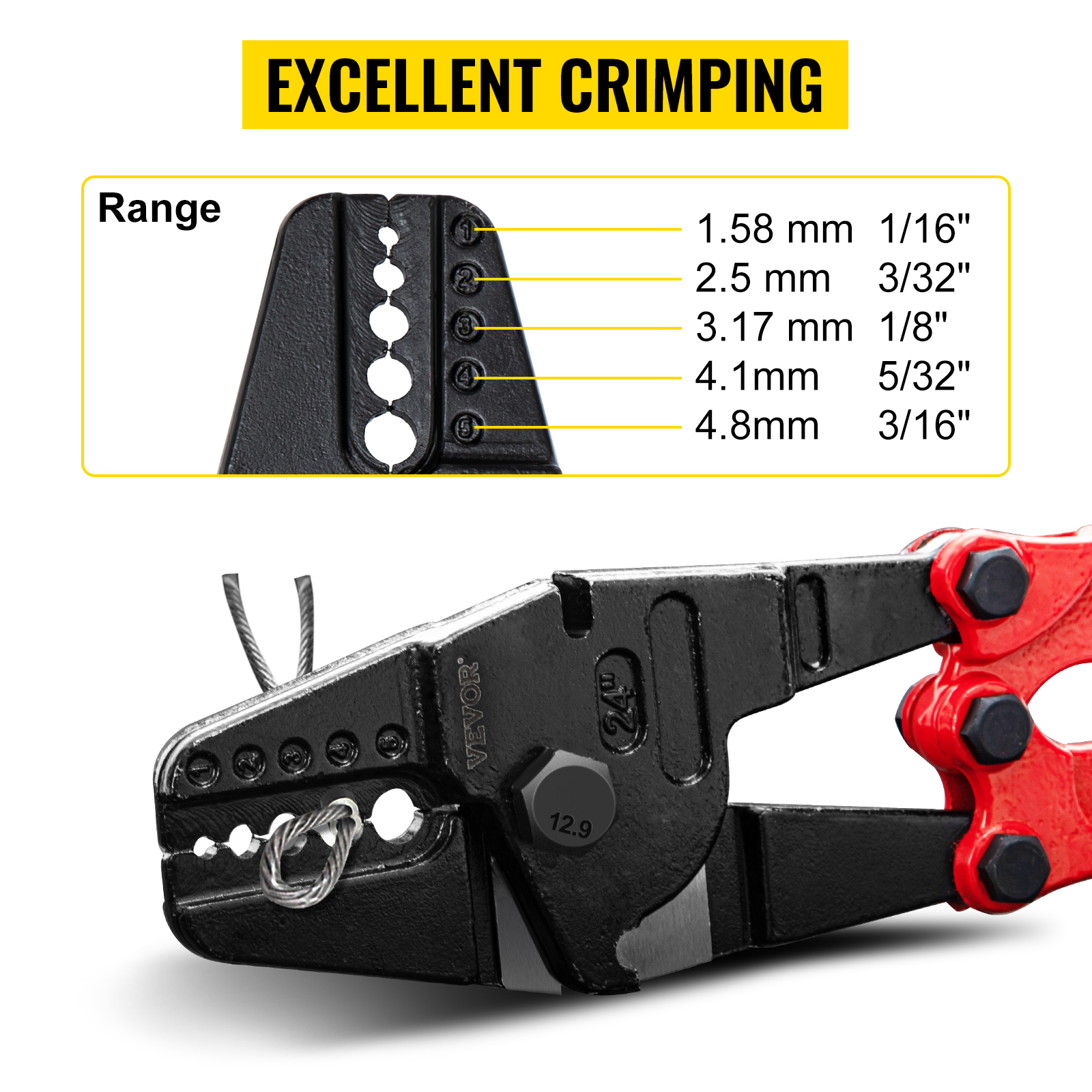 Yangoutool Fishing Crimping Pliers,Wire Rope Crimper for Crimping Fishing  Lines Crimp Sleeves 0.1mm-2.2mm Hand Tools