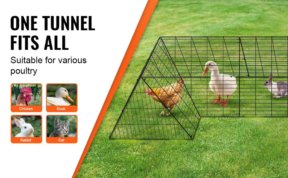 VEVOR Enclos Du Poulailler, 729 X 200 X 61,5 Cm  L X L X H Tunnels De Poulet Pour La Courpoulailler Portable Pour Lexterieur Avec Cadres Dangle 2 Ensembles Adapte Aux Poulets Canards Lapins 84228927