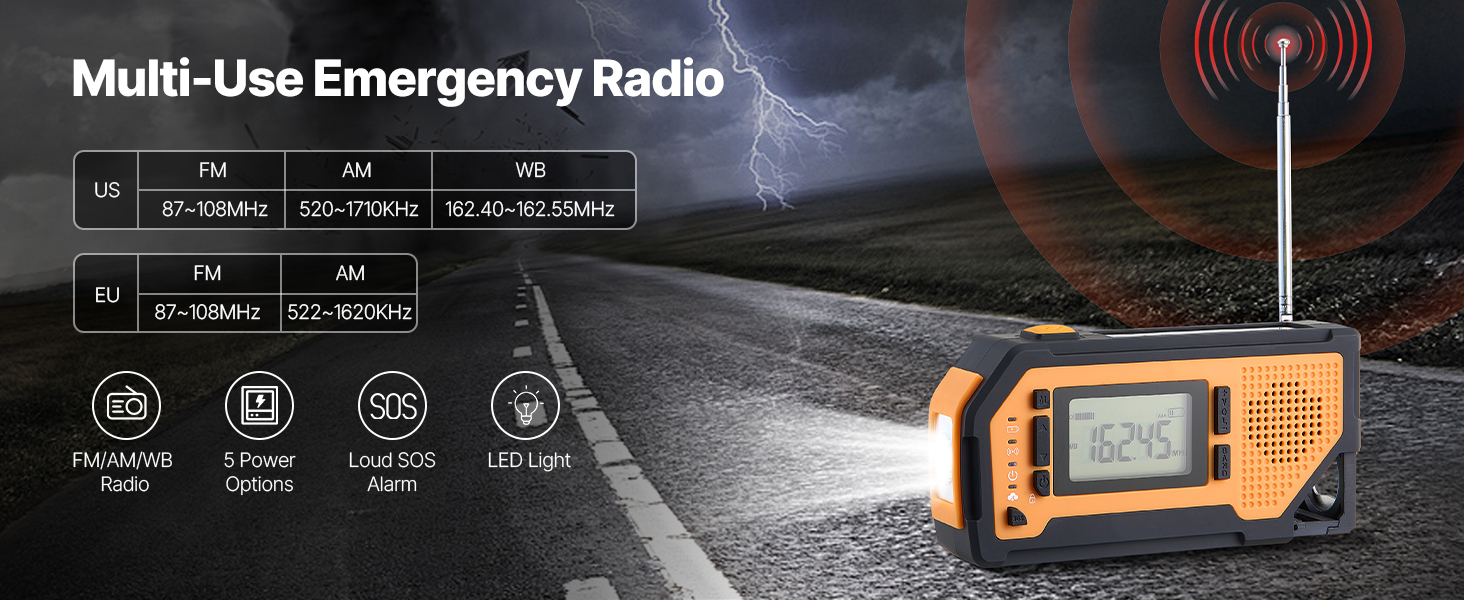 Rádio s nabíjaním na solárnu energiu a ručnú kľuku