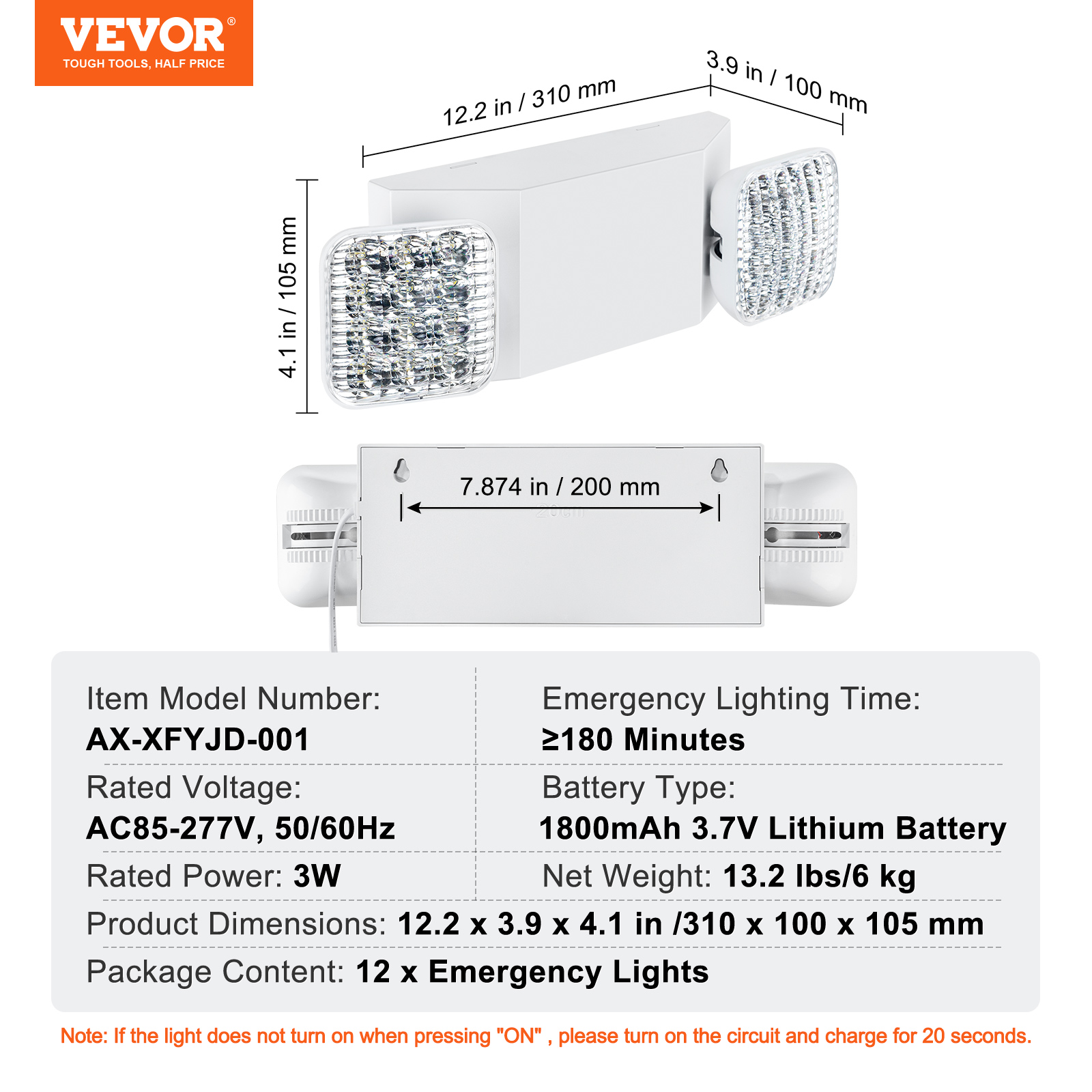 6/12/24PCs Commercial Emergency Light LED Exit Lighting Fixtures Backup Battery - Picture 21 of 38