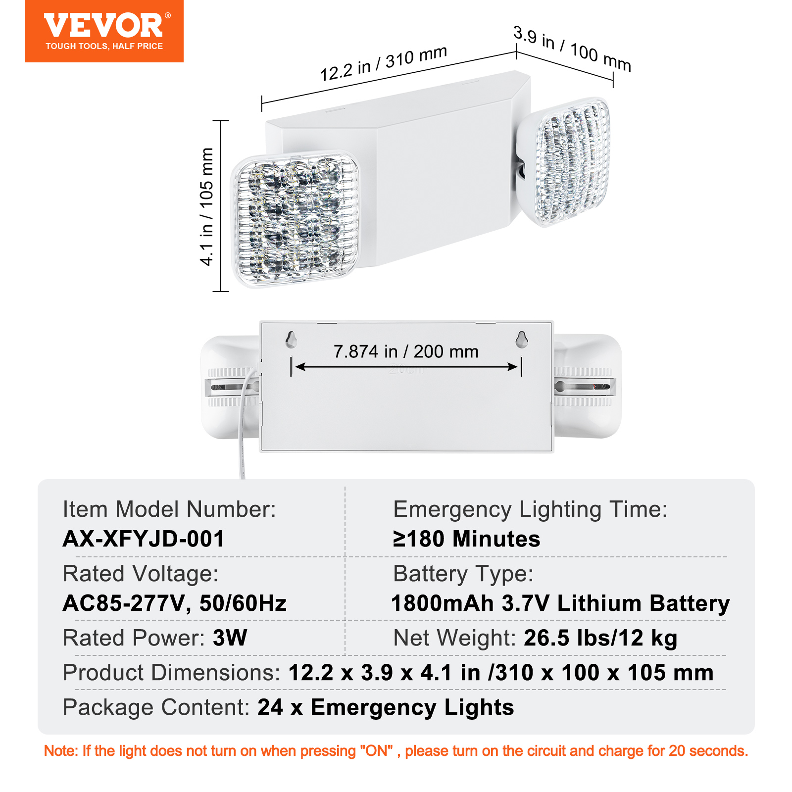 6/12/24PCs Commercial Emergency Light LED Exit Lighting Fixtures Backup Battery - Picture 33 of 38
