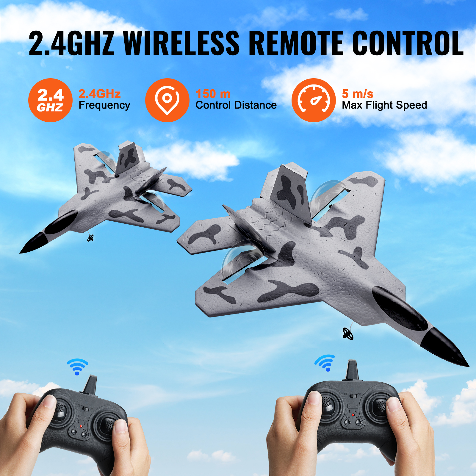 VEVOR RC Airplane Fighter EPP Foam RC Plane Toy with 2.4 GHz Remote Control - Picture 7 of 86