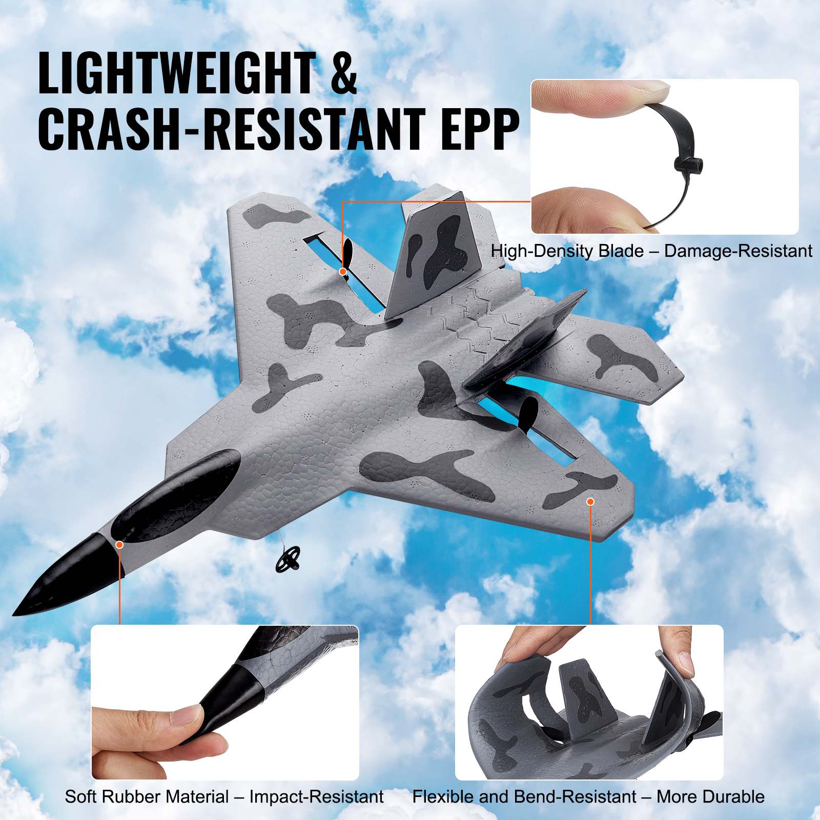 VEVOR RC Airplane Fighter EPP Foam RC Plane Toy with 2.4 GHz Remote Control - Picture 8 of 86