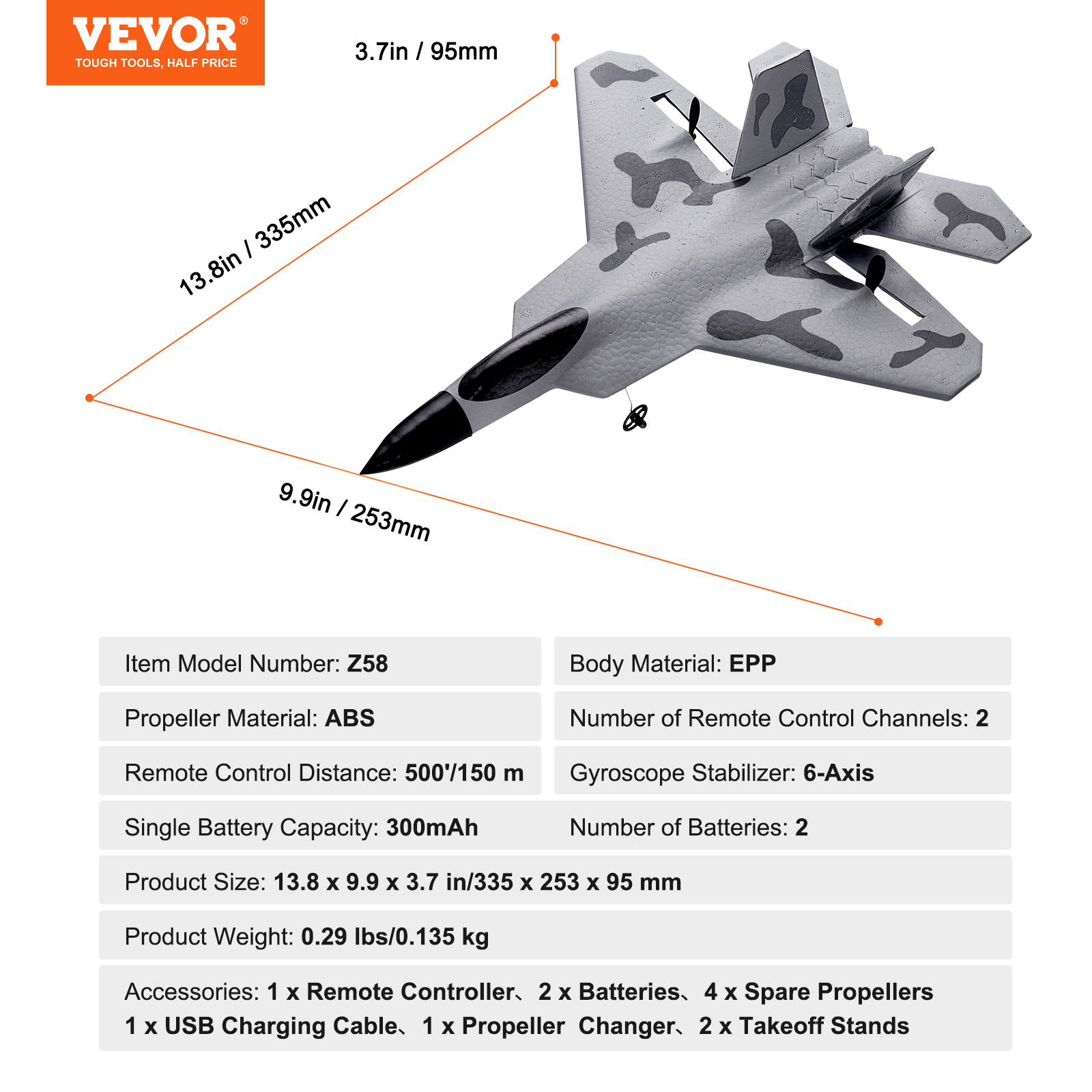 VEVOR RC Airplane Fighter EPP Foam RC Plane Toy with 2.4 GHz Remote Control - Picture 9 of 86