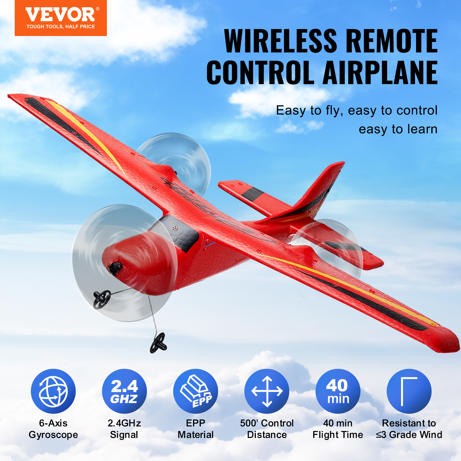 VEVOR RC Airplane Fighter EPP Foam RC Plane Toy with 2.4 GHz Remote Control - Picture 52 of 86