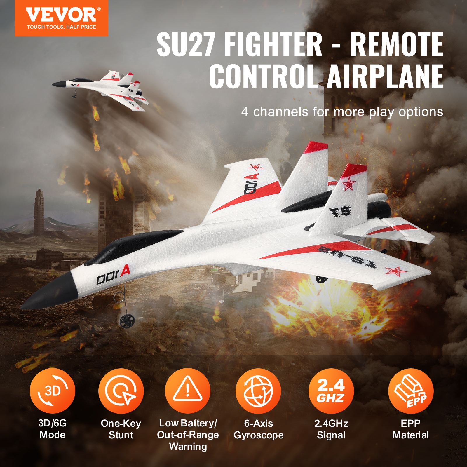 VEVOR RC Airplane Fighter EPP Foam RC Plane Toy with 2.4 GHz Remote Control - Picture 16 of 86
