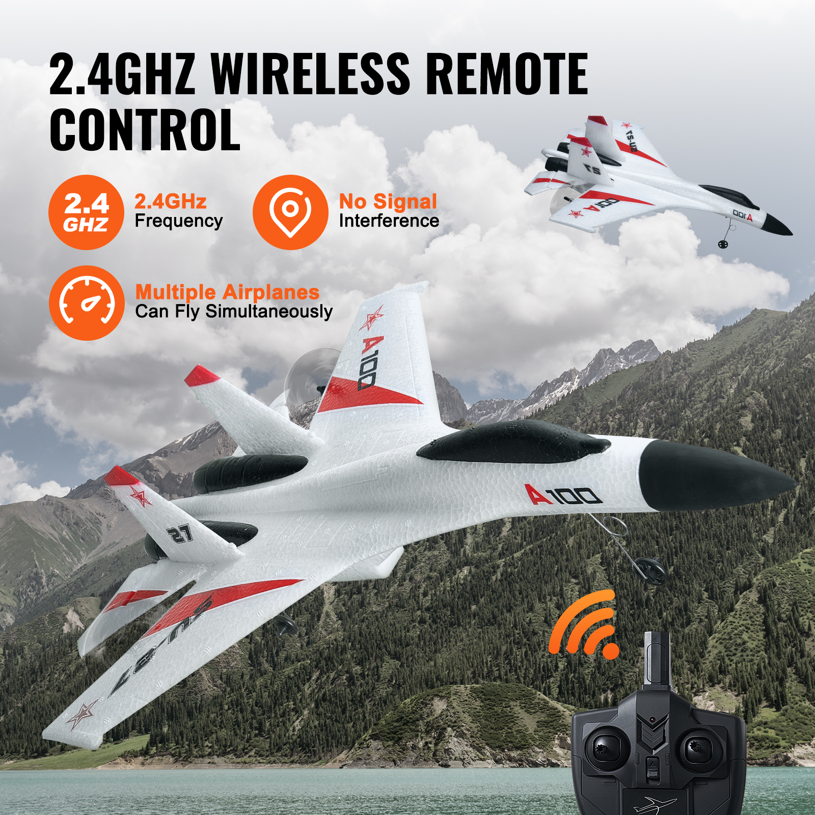 VEVOR RC Airplane Fighter EPP Foam RC Plane Toy with 2.4 GHz Remote Control - Picture 19 of 86