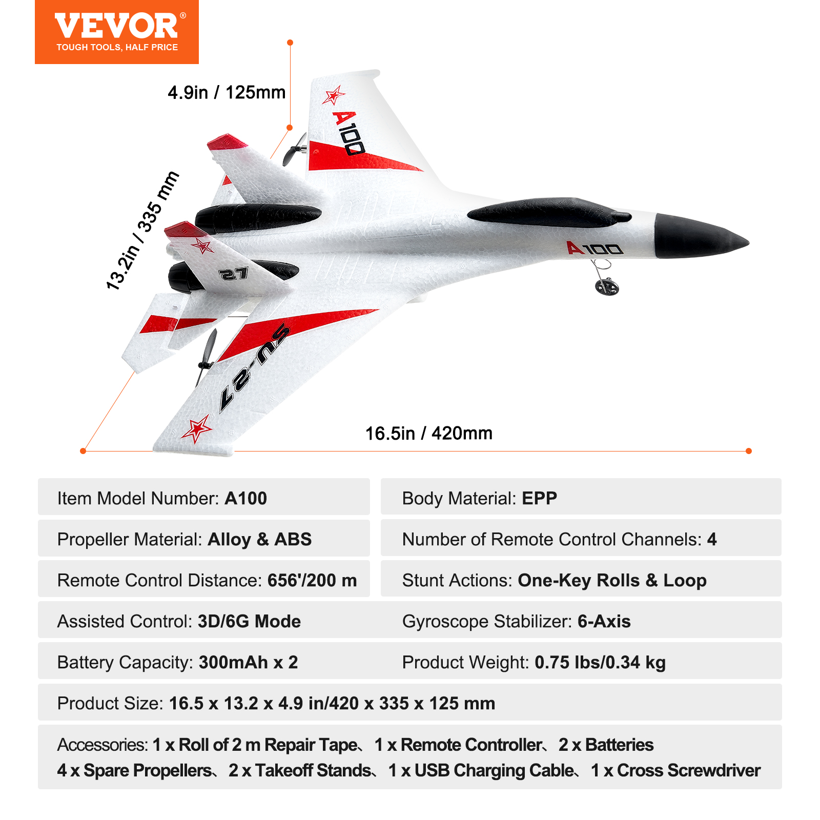 VEVOR RC Airplane Fighter EPP Foam RC Plane Toy with 2.4 GHz Remote Control - Picture 21 of 86