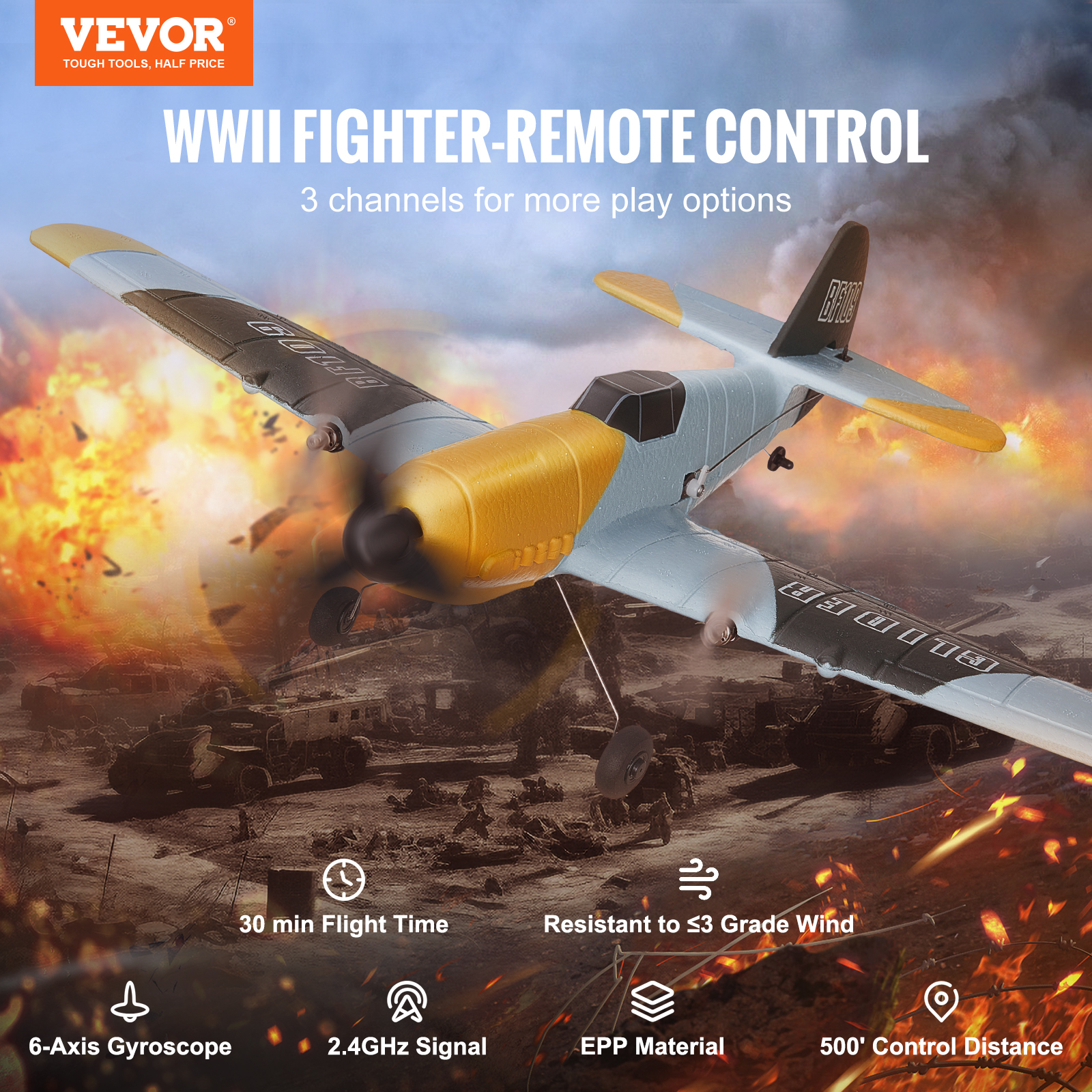 VEVOR RC Airplane Fighter EPP Foam RC Plane Toy with 2.4 GHz Remote Control - Picture 40 of 86