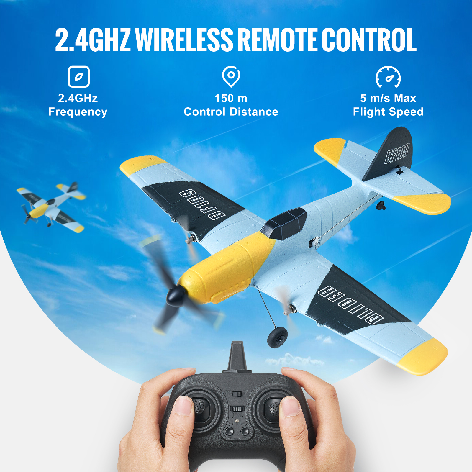 VEVOR RC Airplane Fighter EPP Foam RC Plane Toy with 2.4 GHz Remote Control - Picture 43 of 86