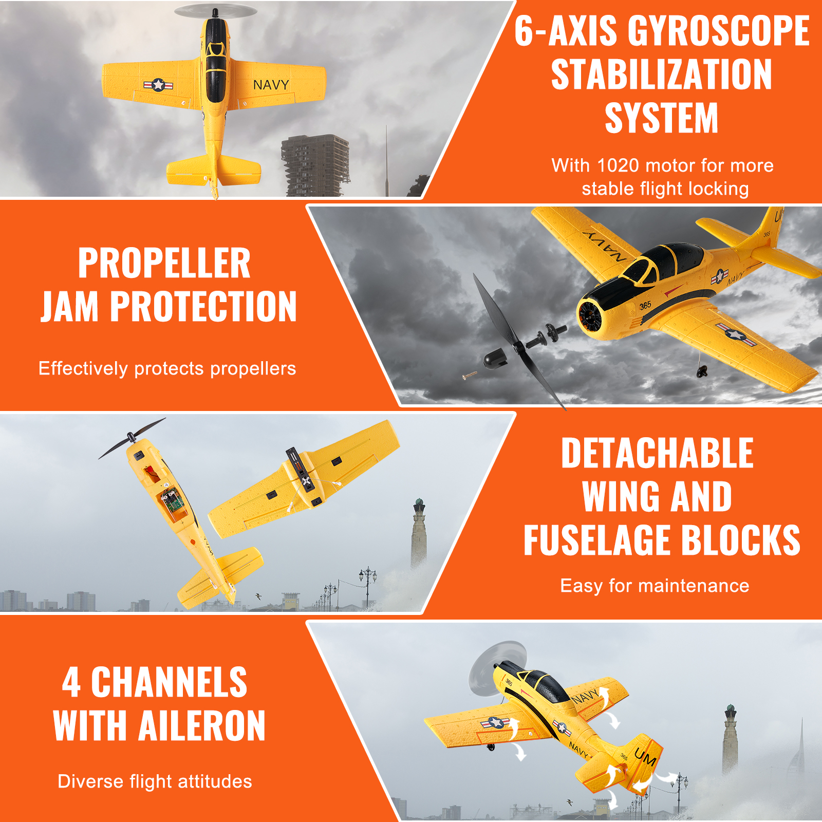 VEVOR RC Airplane Fighter EPP Foam RC Plane Toy with 2.4 GHz Remote Control - Picture 30 of 86
