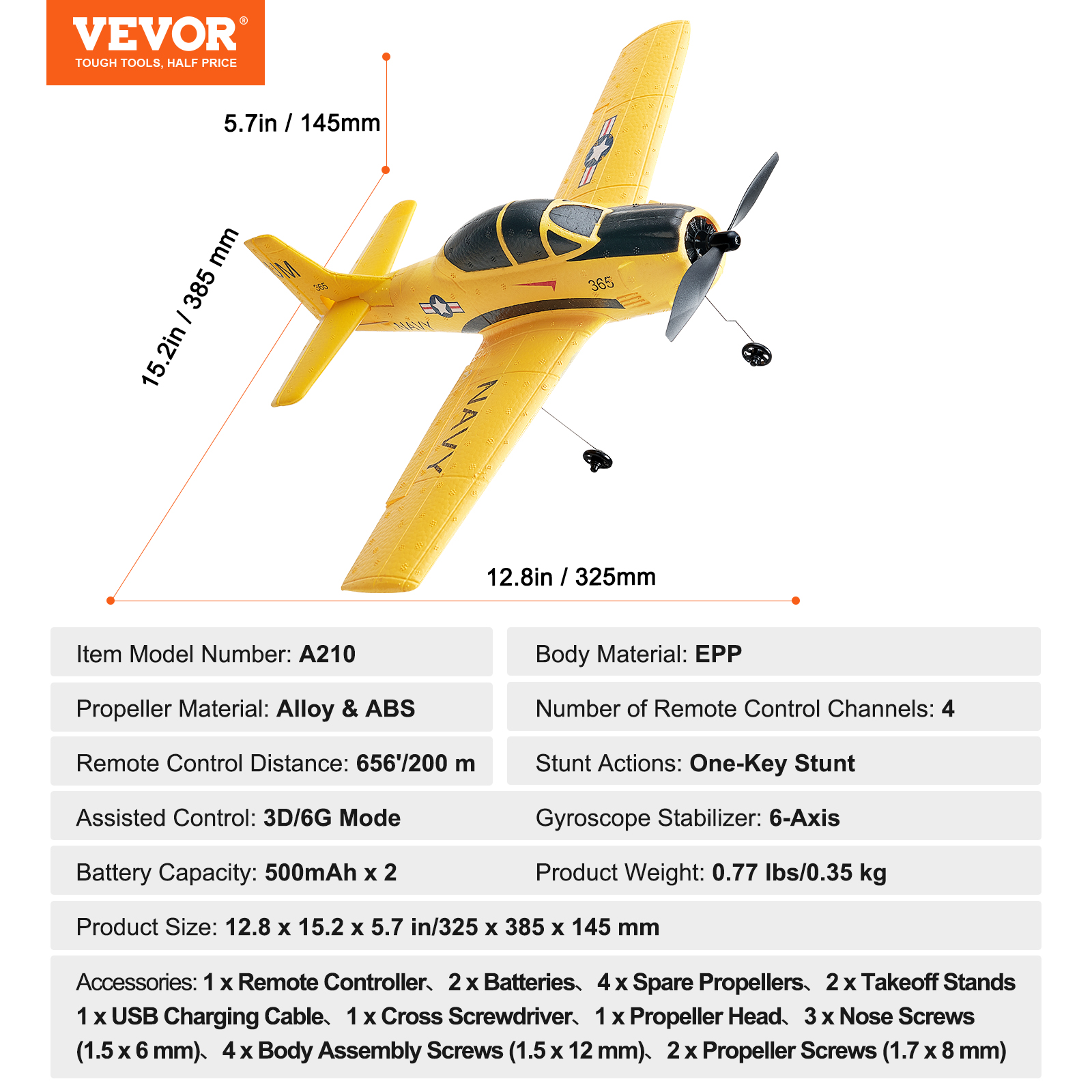 VEVOR RC Airplane Fighter EPP Foam RC Plane Toy with 2.4 GHz Remote Control - Picture 33 of 86
