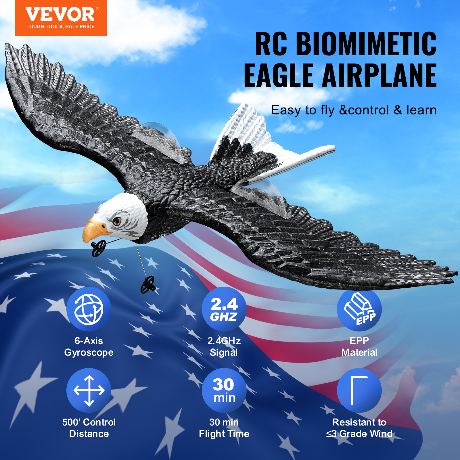 VEVOR RC Airplane Fighter EPP Foam RC Plane Toy with 2.4 GHz Remote Control - Picture 76 of 86