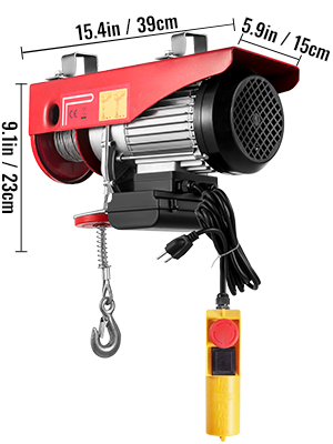 VEVOR Electric Hoist, 1100LBS Electric Winch, Steel Electric Lift, 110V Electric Hoist with Remote Control & Single/Double Slings for Lifting in Factories, Warehouses, Construction Site, Mine Filed