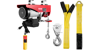 VEVOR Electric Hoist, 1100LBS Electric Winch, Steel Electric Lift, 110V Electric Hoist with Remote Control & Single/Double Slings for Lifting in Factories, Warehouses, Construction Site, Mine Filed