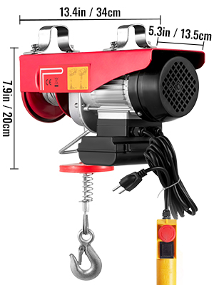 VEVOR Electric Hoist, 440LBS Electric Winch, Steel Electric Lift, 110V Electric Hoist with Remote Control & Single/Double Slings for Lifting in Factories, Warehouses, Construction Site, Mine Filed