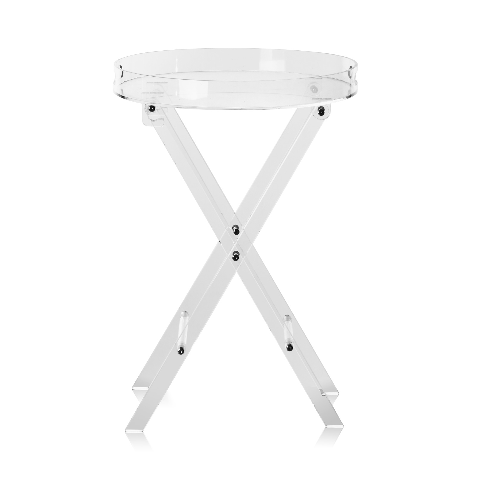 VEVOR Acrylic Folding Tray Table Acrylic End Table Folding X-Leg for Living Room