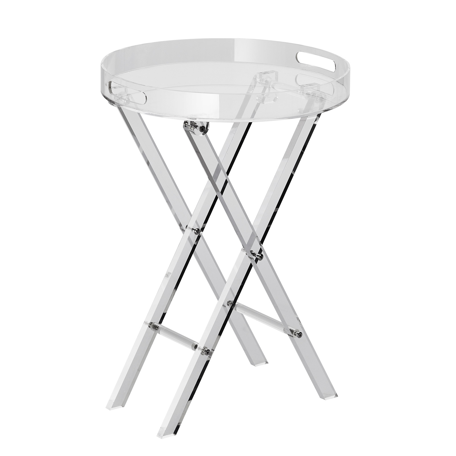 VEVOR Acrylic Folding Tray Table Acrylic End Table Folding X-Leg for Living Room