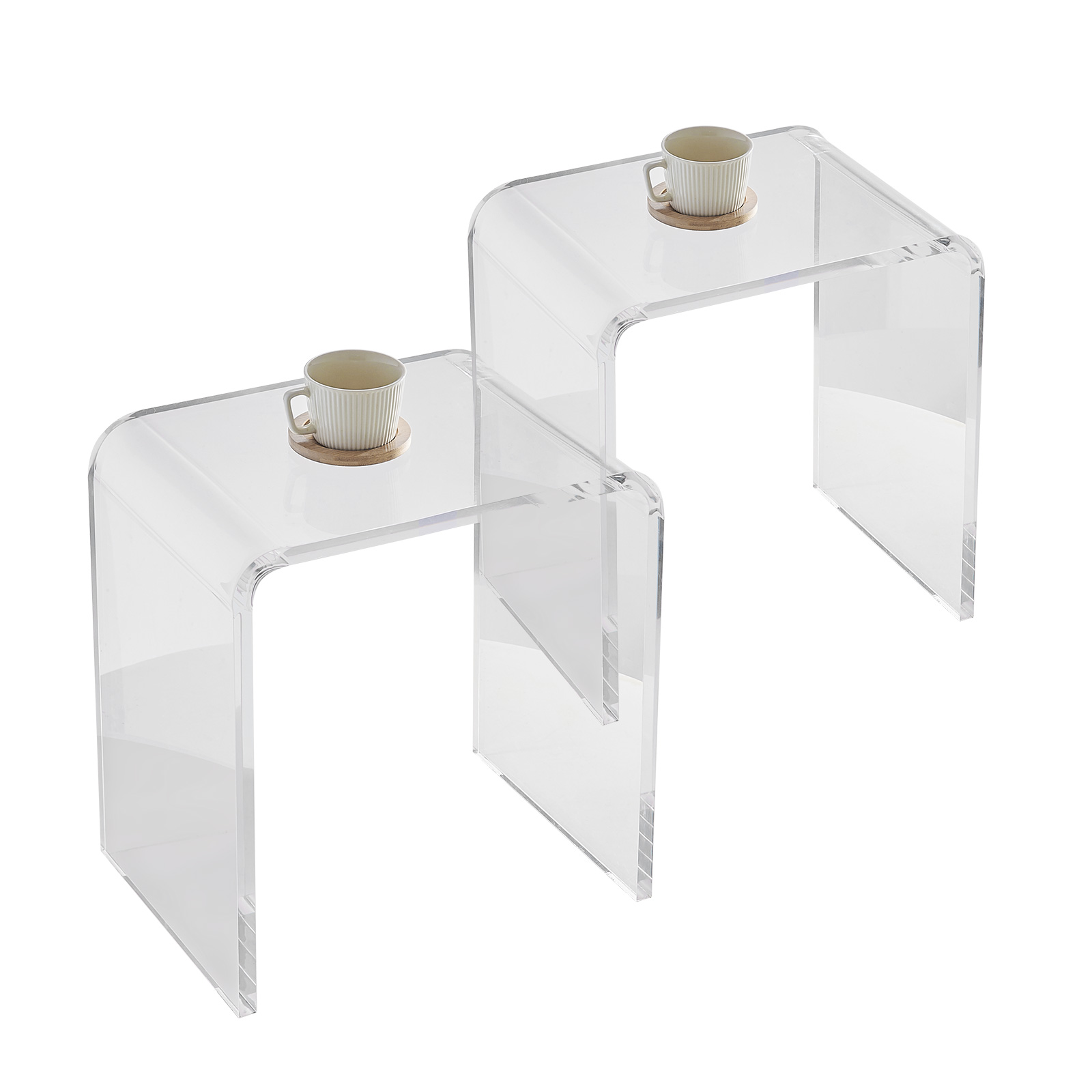 VEVOR Acrylic Folding Tray Table Acrylic End Table Folding X-Leg for Living Room