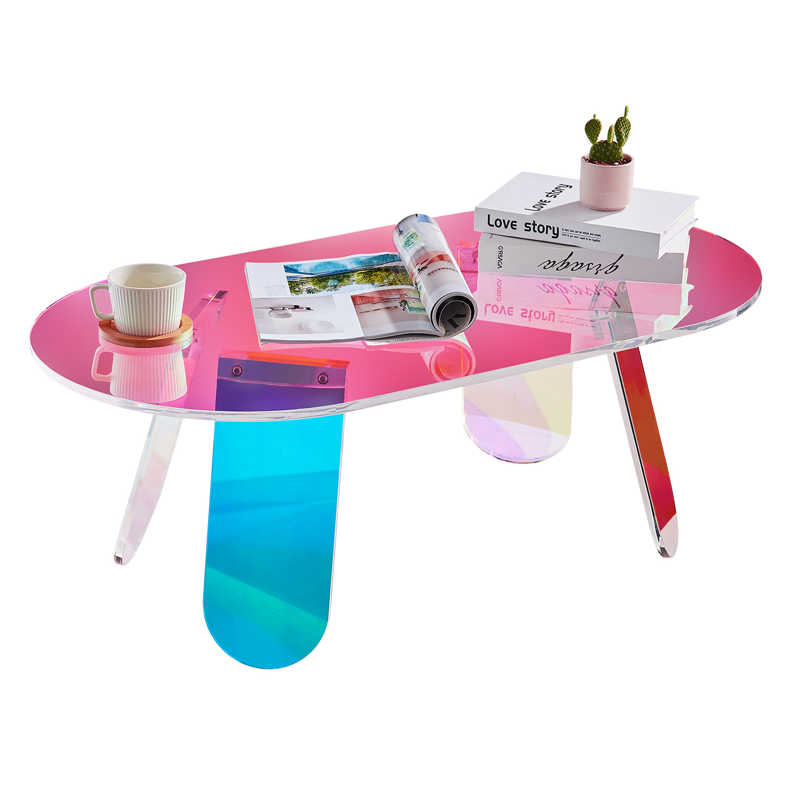 VEVOR Acrylic Folding Tray Table Acrylic End Table Folding X-Leg for Living Room