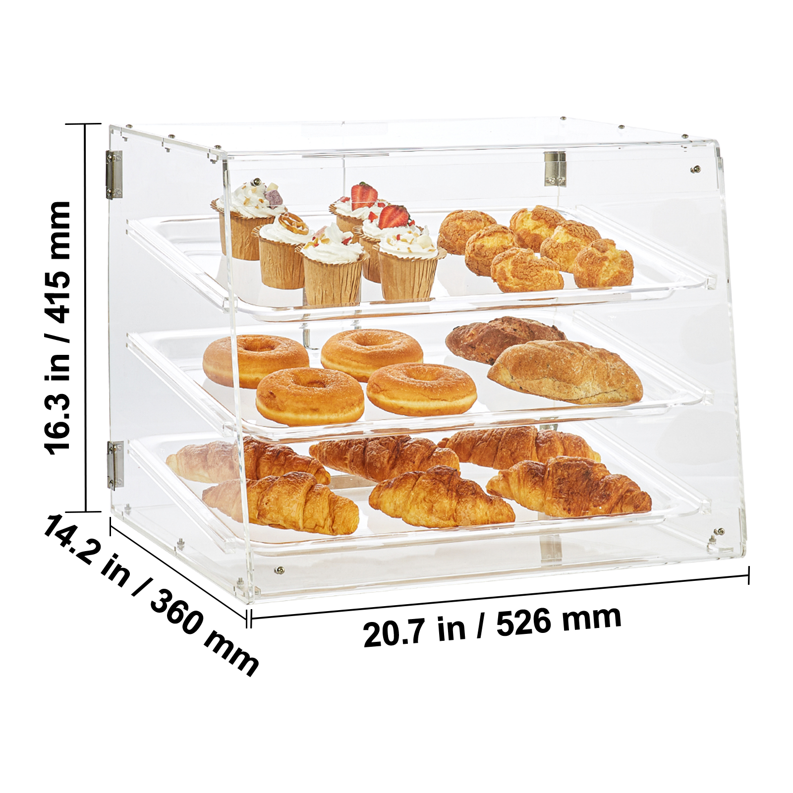Pastry Display Case, 3-Tier Commercial Countertop