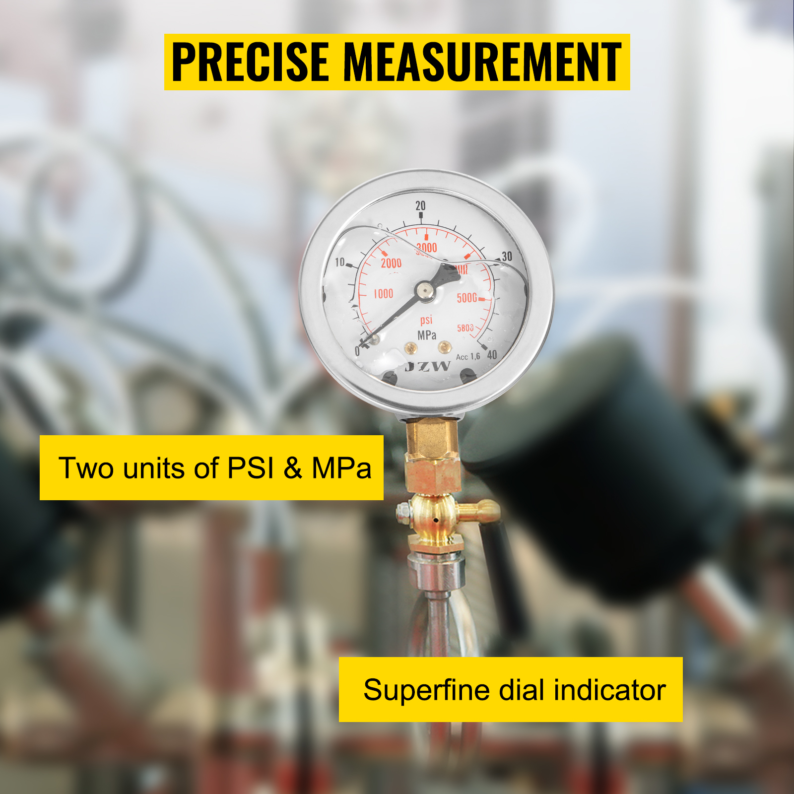 Hydraulic Pressure Gauge Test Kit 9000 Psi Tester No Distortion