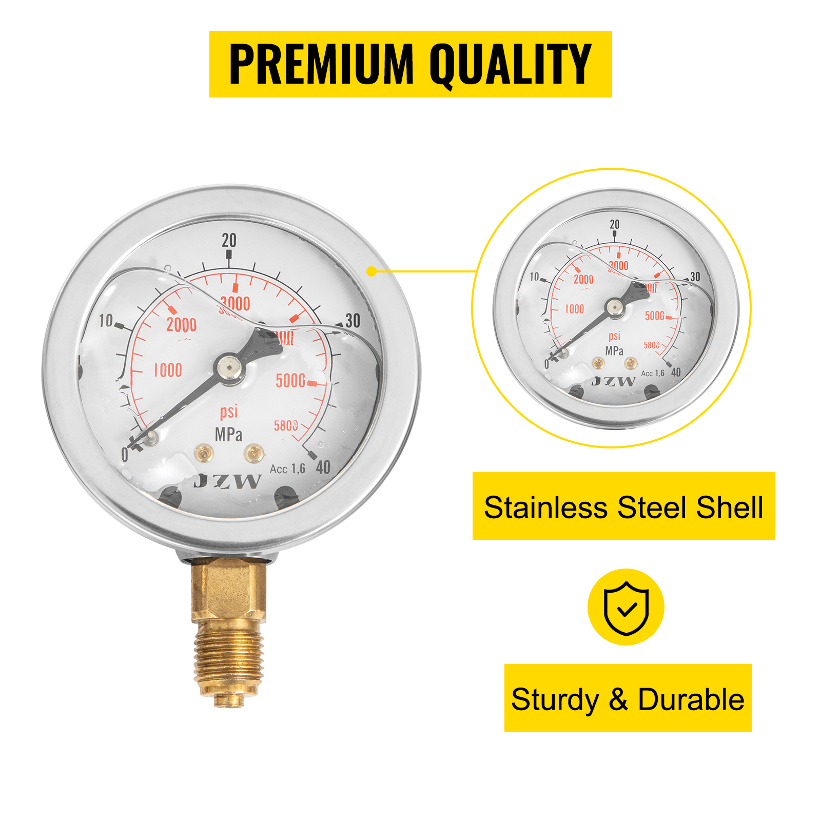 Hydraulic Pressure Gauge Test Kit 9000 Psi Tester No Distortion