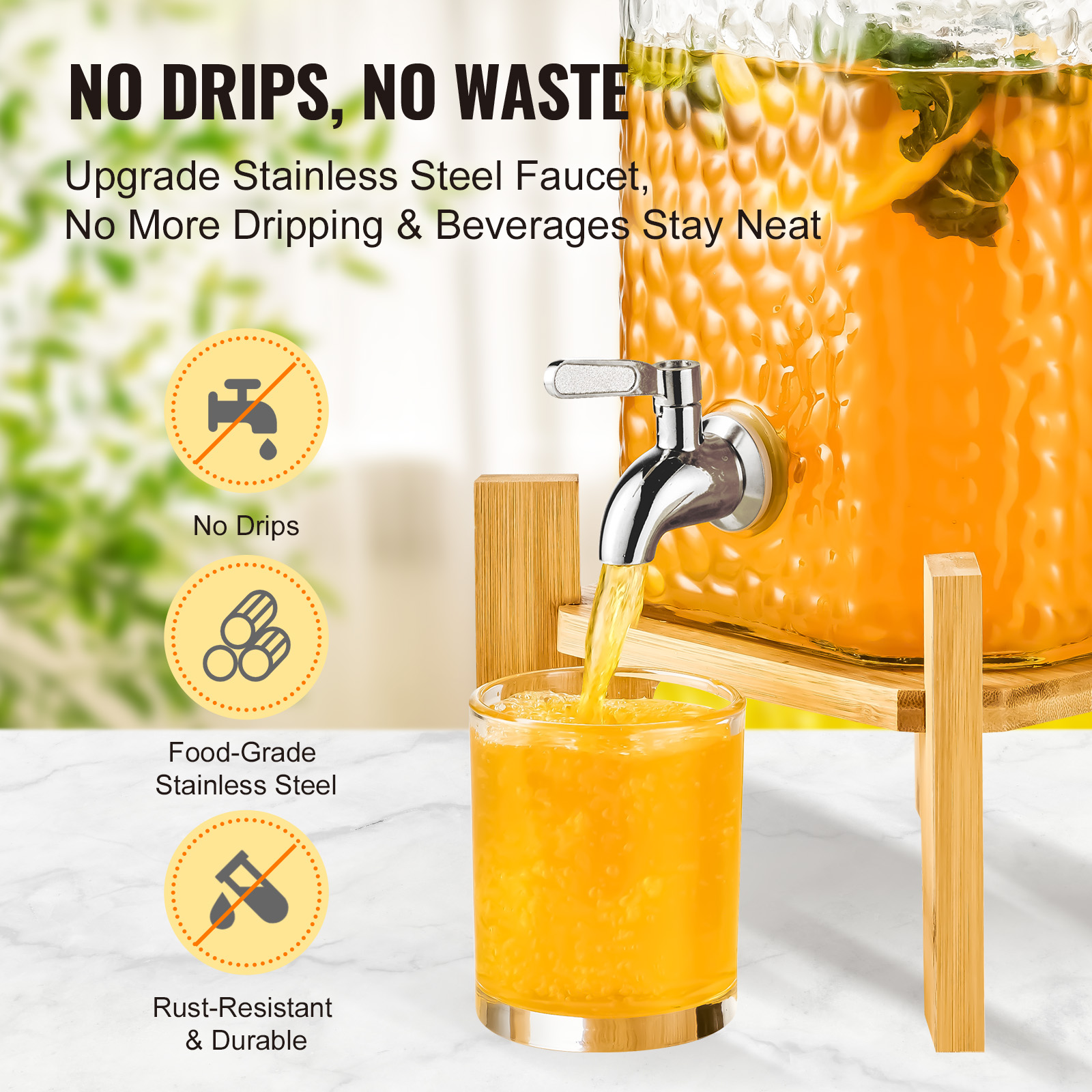 VEVOR Getränkespender 5,5-19L Wasserspender Partys Glas/Kunststoff Saftdispenser - Bild 51 von 144