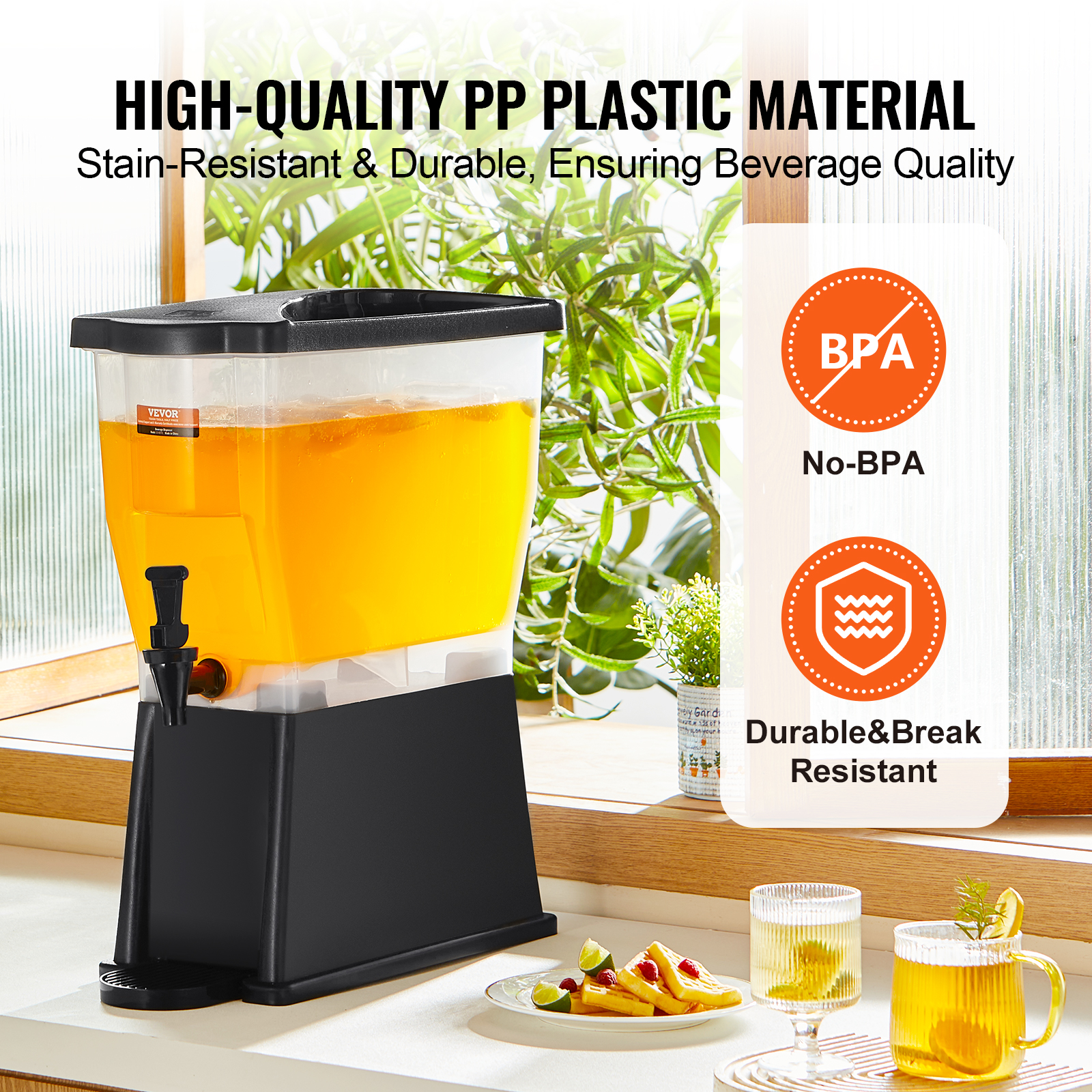 VEVOR Getränkespender 5,5-19L Wasserspender Partys Glas/Kunststoff Saftdispenser - Bild 124 von 144
