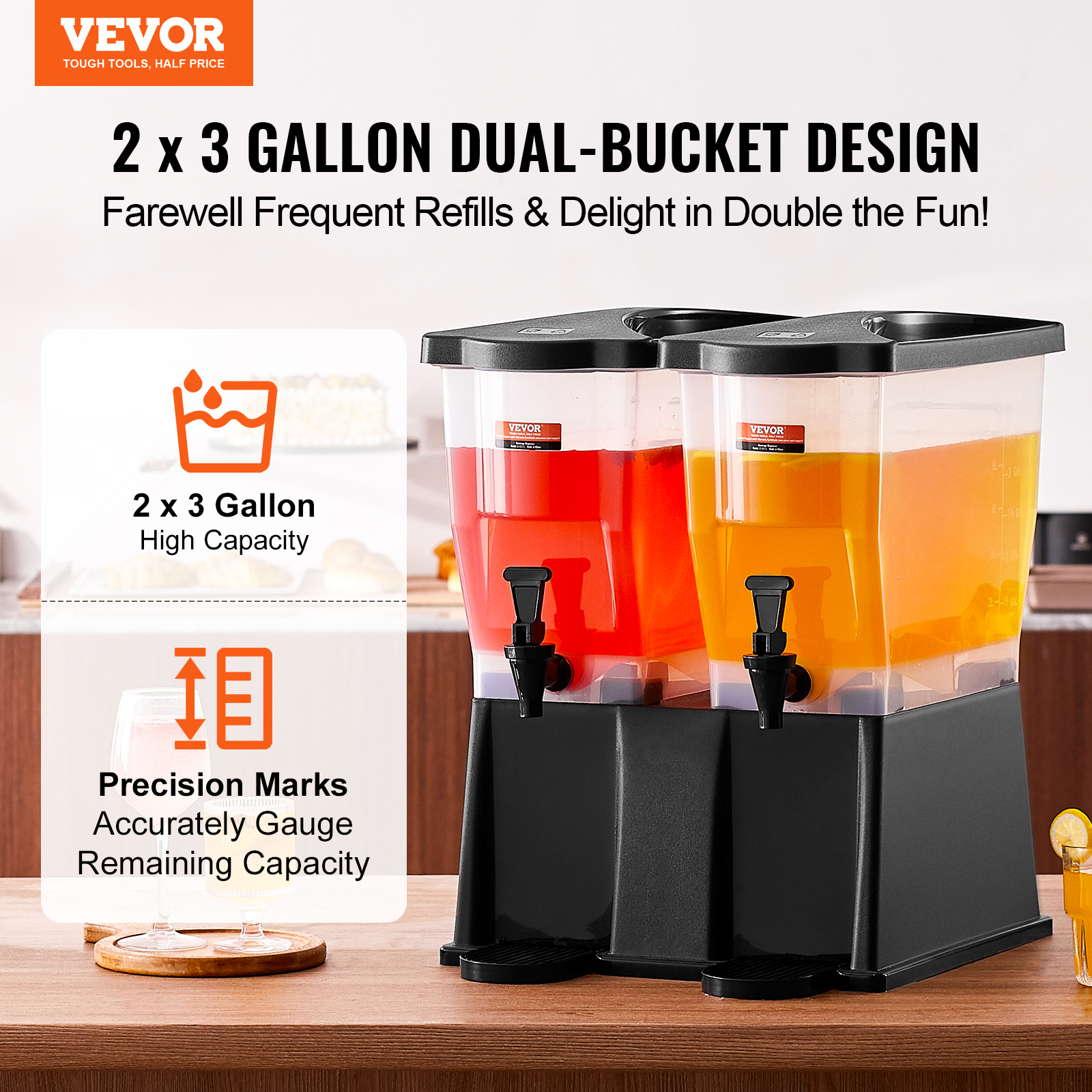 VEVOR Getränkespender 5,5-19L Wasserspender Partys Glas/Kunststoff Saftdispenser - Bild 134 von 144
