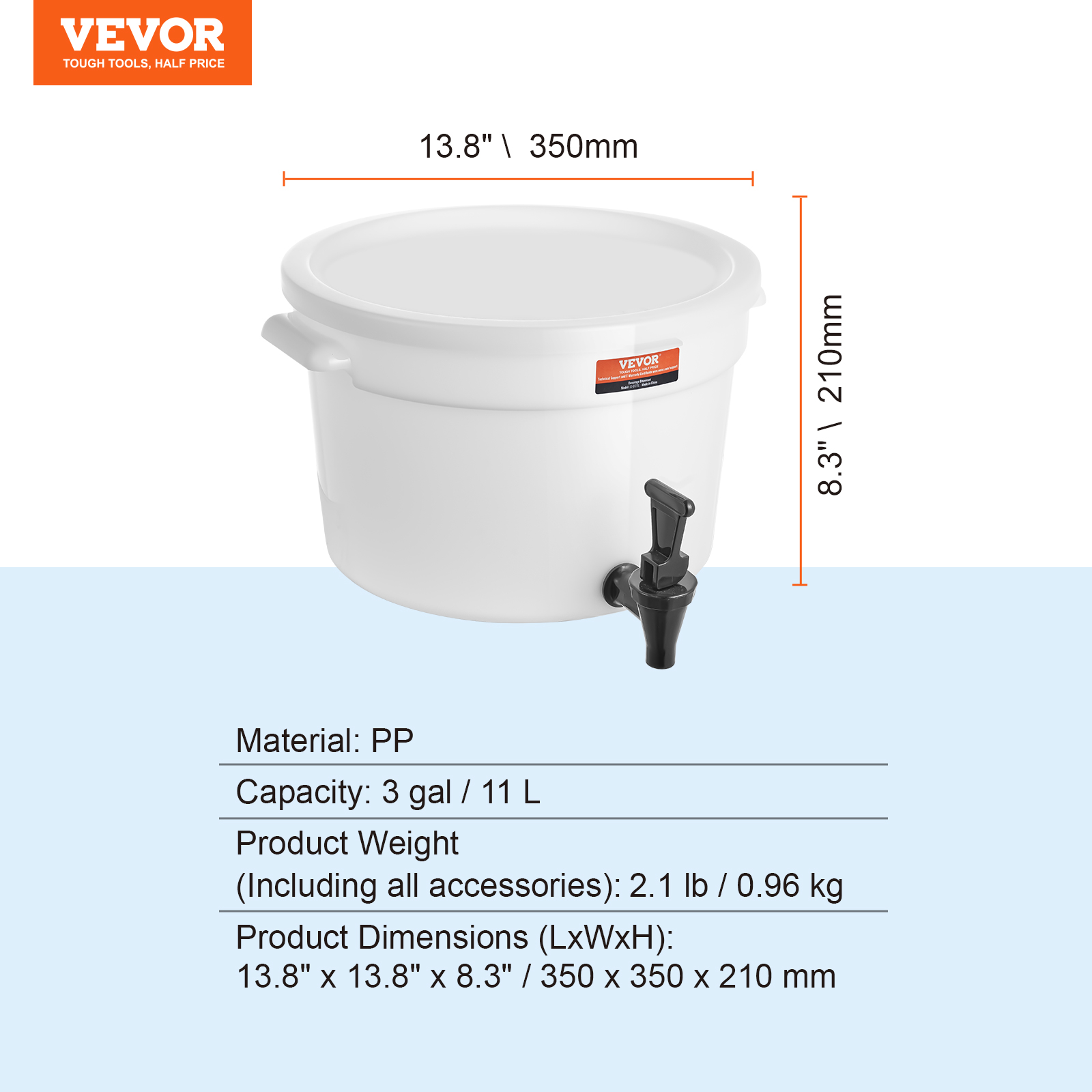 VEVOR Getränkespender 5,5-19L Wasserspender Partys Glas/Kunststoff Saftdispenser - Bild 79 von 144