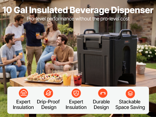 thumbnail image 2 of 5 Gallon Insulated Beverage Dispenser Server - Hot/Cold LDPE Black With PU Insulation 2 of 5
