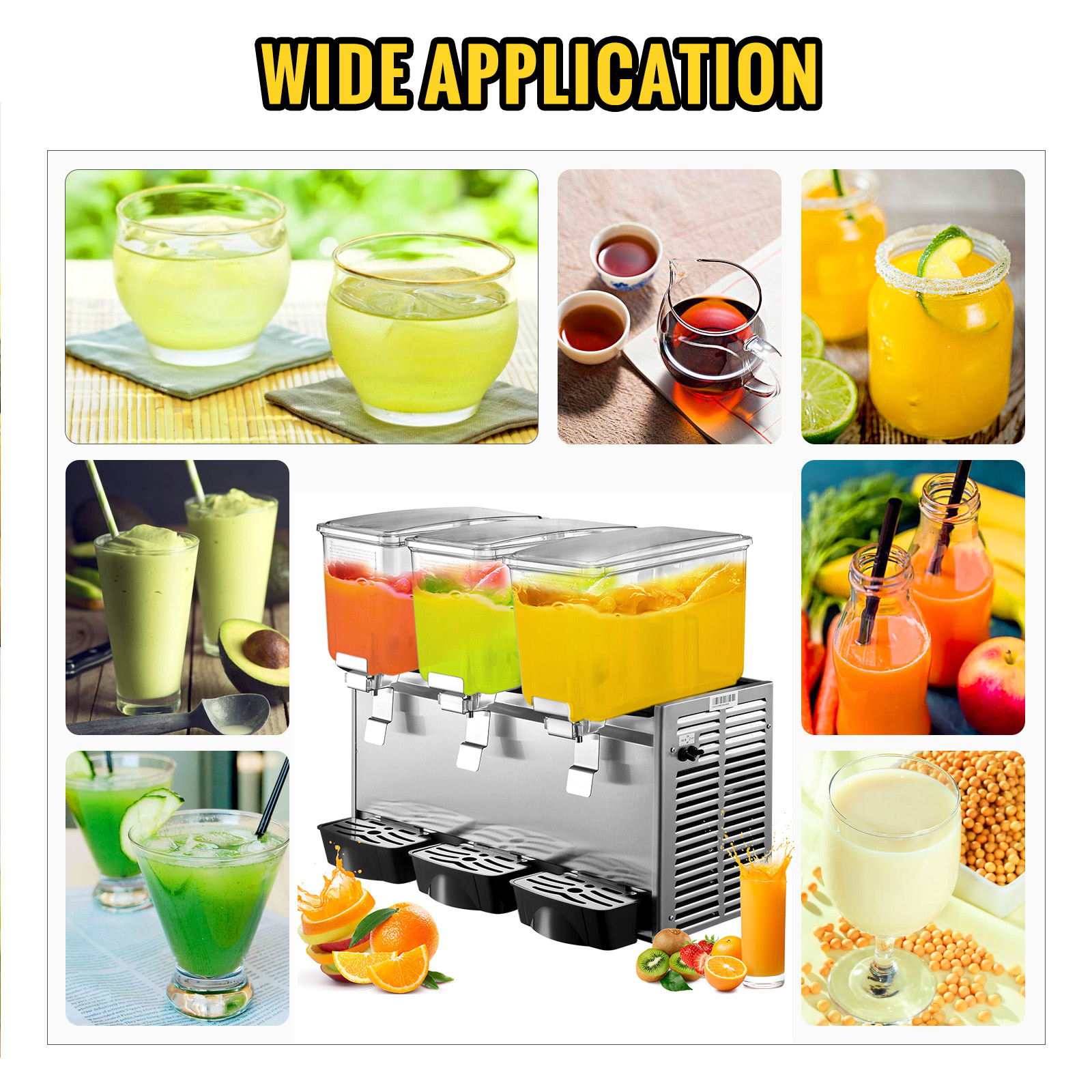 VEVOR Commercial Juice Dispenser 36L Cold Beverage 2Tanks for Soda Iced  Lemonade 