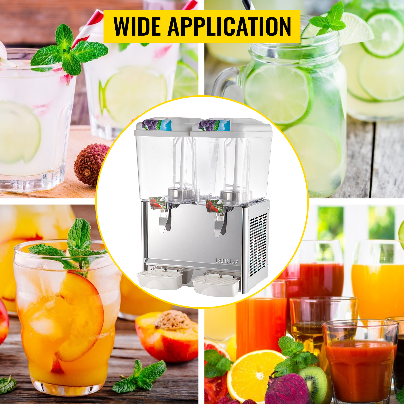 Double Juice Dispenser Lemonade Cold Drink Cooler Machine 18L Beverage Juicer 