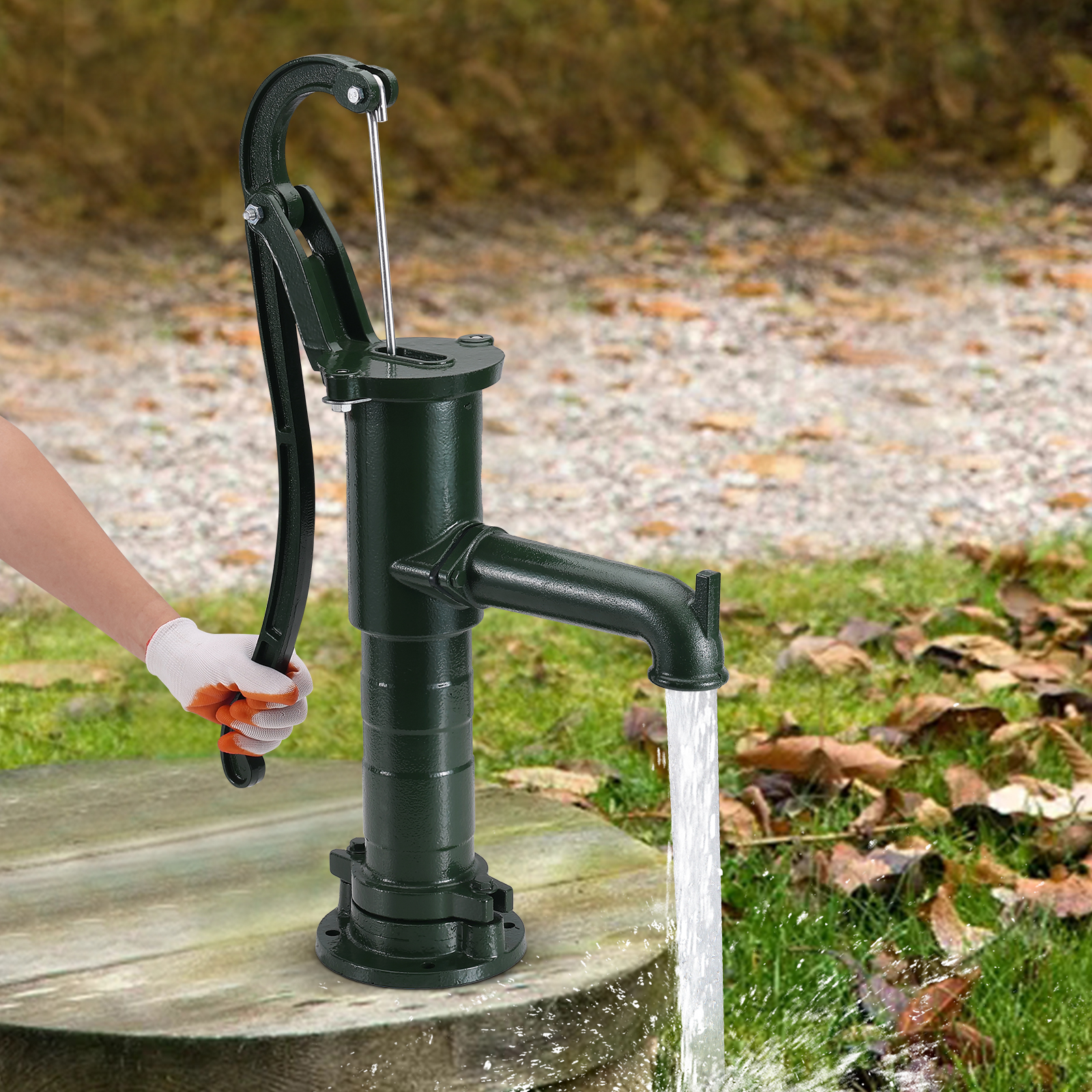 Black Green Hand Water Pump Stand Heavy Duty Cast Iron Garden Pitcher Black Green Hand Water Pump Stand Heavy Duty Cast Iron Garden Pitcher