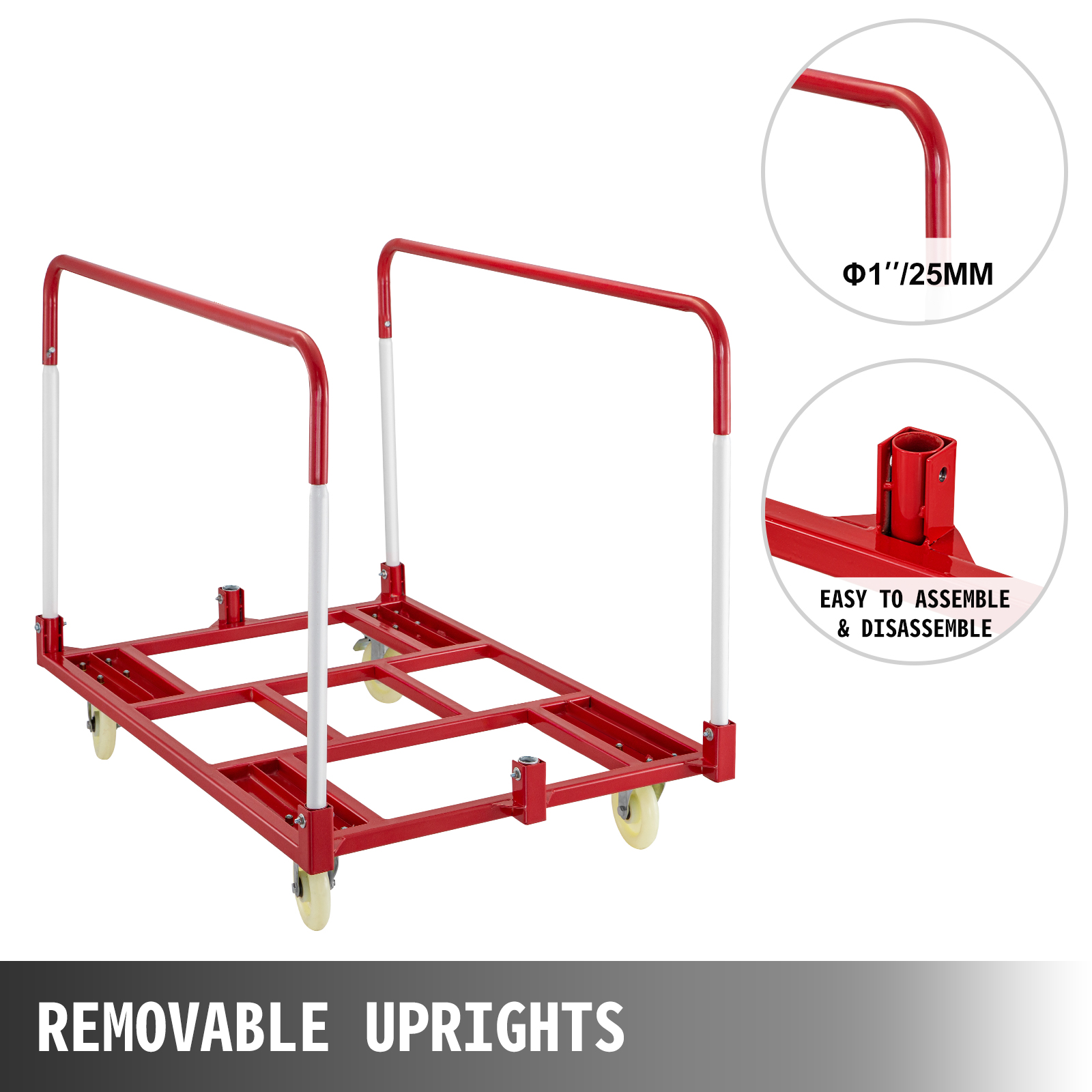 VEVOR Drywall Cart, 1800 LBS Panel Dolly Cart with 45.28 x 29.13 Deck and  5 Swivel Wheels, Heavy-Duty Drywall Sheet Cart, Handling Wall Panel,  Sheetrock, Lumber, for Garage, Home, Warehouse