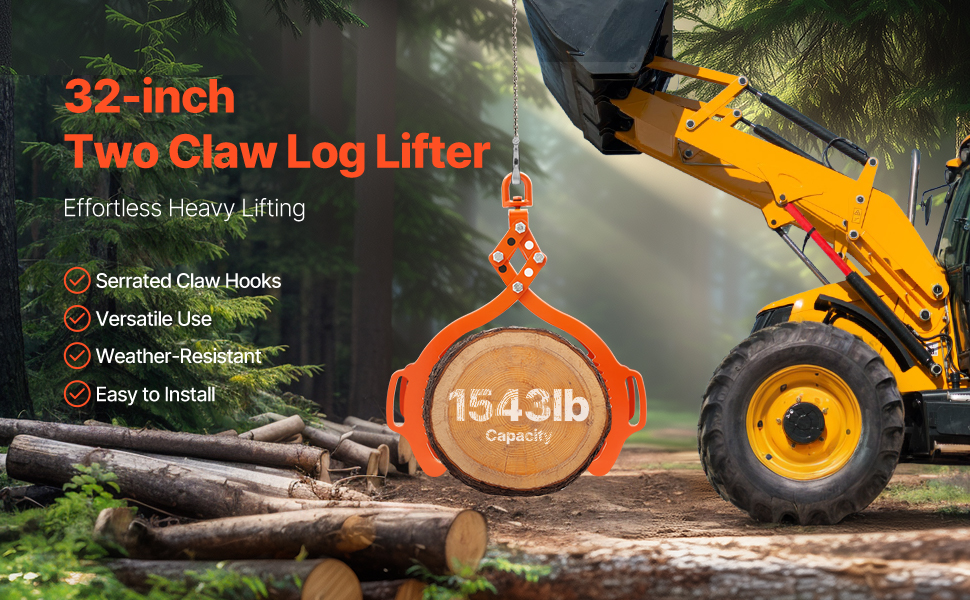 CEED4U 36in Log Lifting Tongs - 4400lbs Capacity, 4 Claws, Heavy Duty...