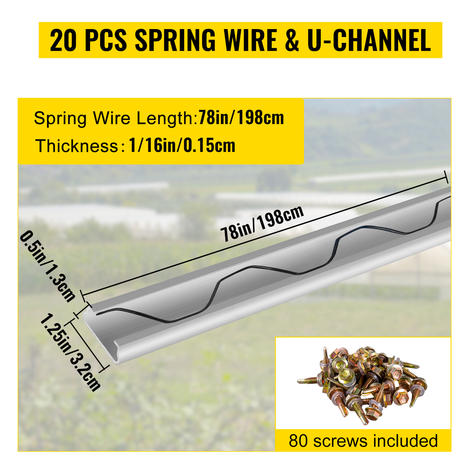 Aluminum Wiggle Wire and Wiggle Wire Lock Channel pair, Spring Lock  Channel, U-Channel, Wiggly Wire (channel is 6.5 foot long, 20 pairs per  bundle)