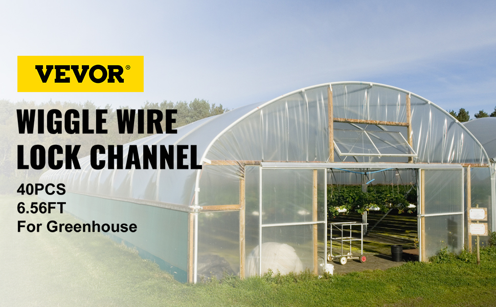 VEVOR Greenhouse Wire and Channel,6.56ft Wiggle Wire and Lock Channel,20  Packs PE Coated Spring Wire & Aluminum Alloy Channel for Growing Flowers,  Vegetables, Breeding 