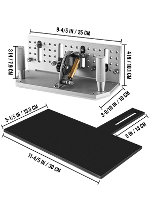 VEVOR Belt Grinder Knife Jig, 9-4/5'' Long Sharpening Locator, 85°~ 115°Adjustable Angle, Belt Knife Sharpener Jig w/Tool Holder, Dual Handles, Knife Making for Belt Sander Machine - Large