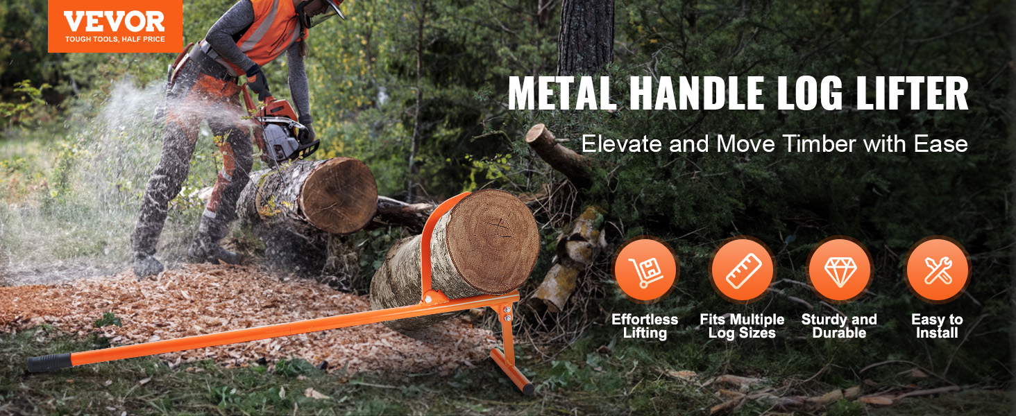 Timberjack 46.5" Heavy Duty Log Lifter – For Logs Up To 25" Diameter, Model TJ-48inch