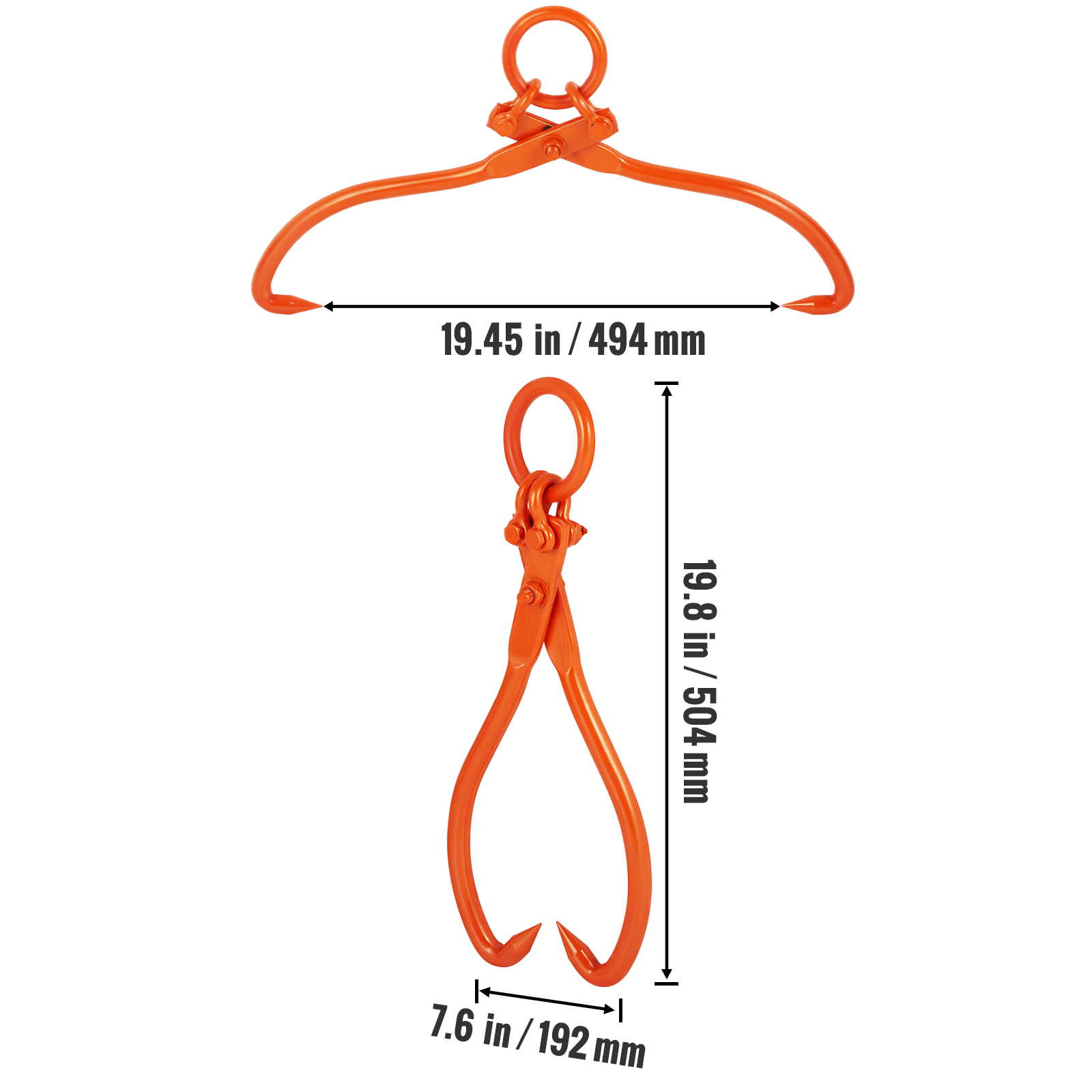Pinza Artiglio Per Tronchi - Sollevamento E Movimentazione Legna Da Ardere Con Una Sola Mano - Lunghezza 43cm - Attrezzo Forestale Ergonomico Con Manico In Plastica E Ferro
